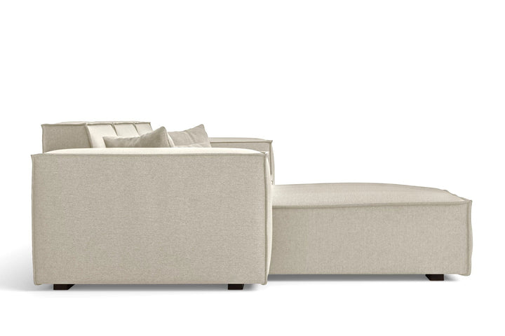 Naples 3 Seater Left Hand Facing Chaise Lounge Corner Sofa Cream Linen Fabric
