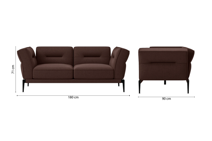 Acerra 2 Seater Sofa Coffee Brown Linen Fabric