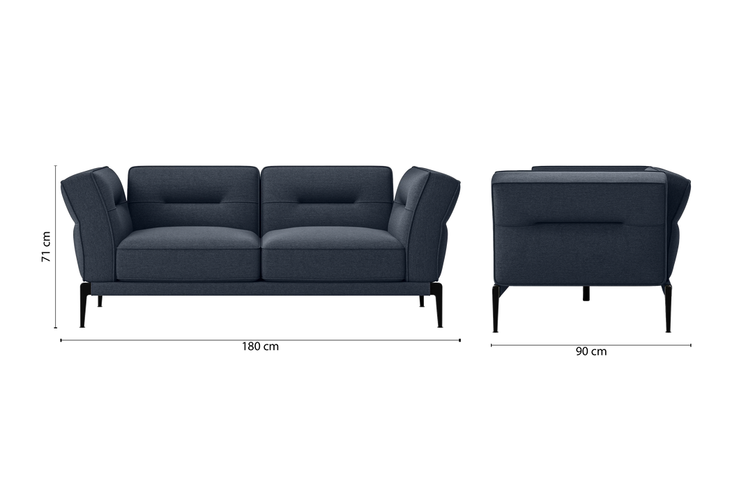 Acerra 2 Seater Sofa Dark Blue Linen Fabric