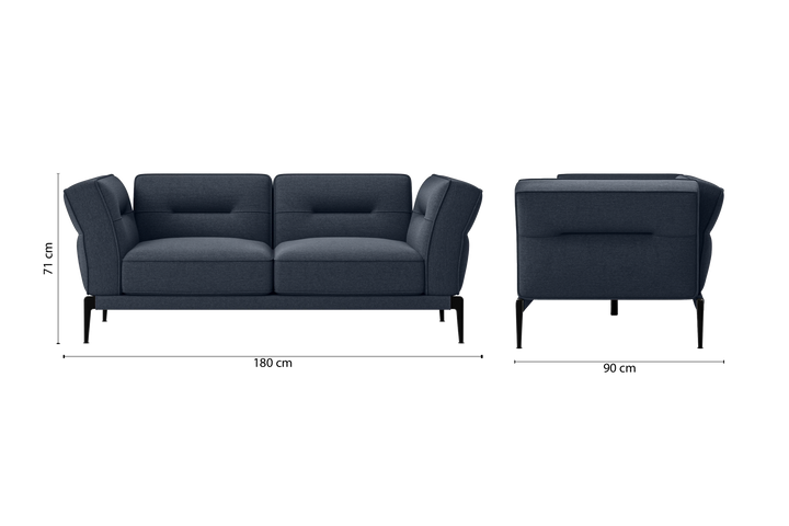 Acerra 2 Seater Sofa Dark Blue Linen Fabric