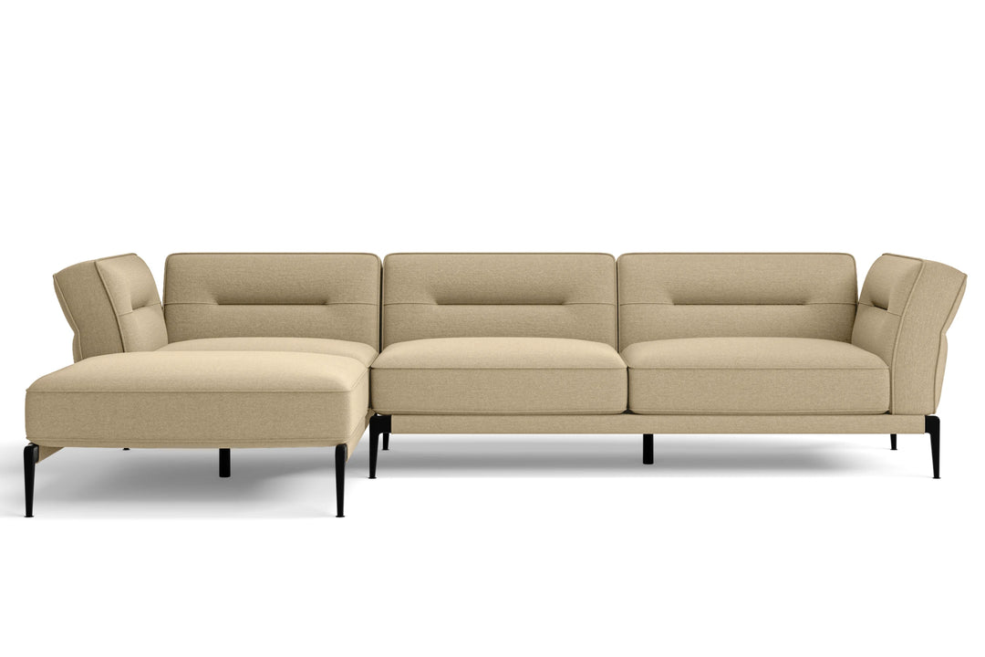 Acerra 3 Seater Left Hand Facing Chaise Lounge Corner Sofa Beige Linen Fabric