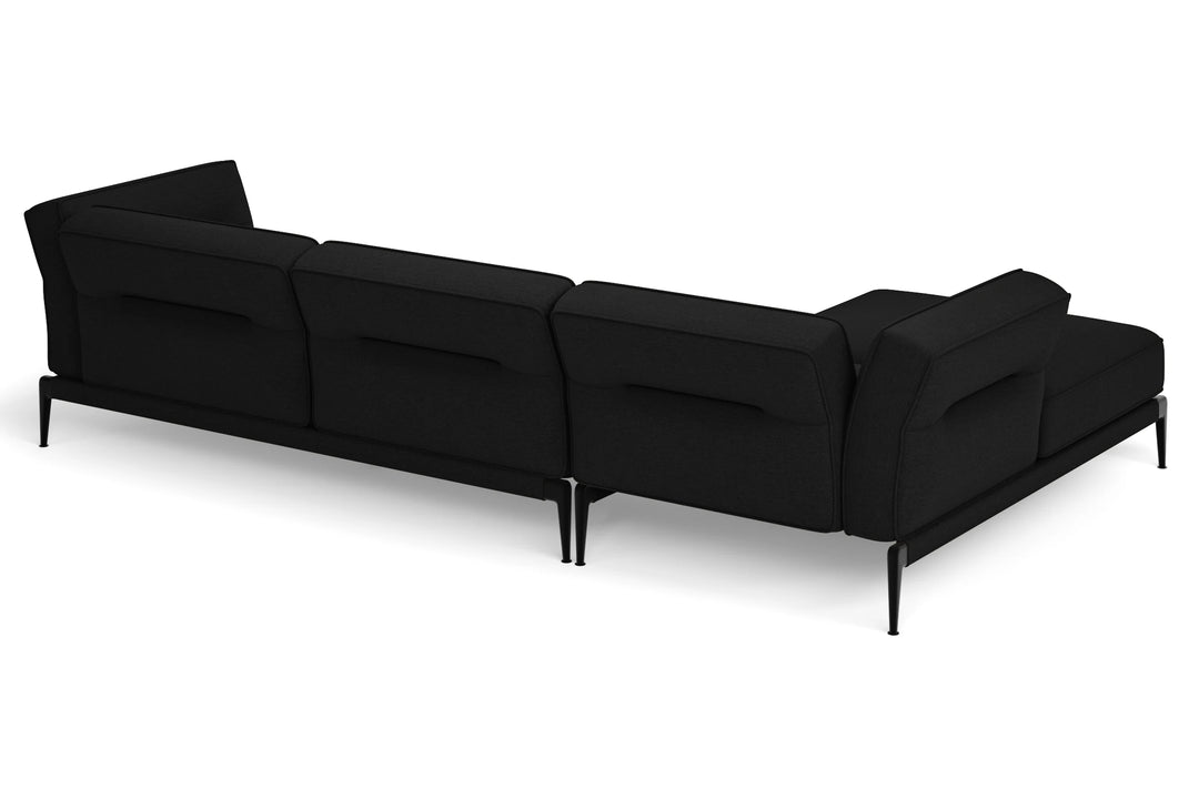 Acerra 3 Seater Left Hand Facing Chaise Lounge Corner Sofa Black Linen Fabric