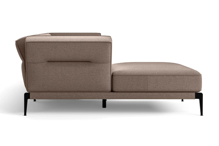 Acerra 3 Seater Left Hand Facing Chaise Lounge Corner Sofa Caramel Linen Fabric