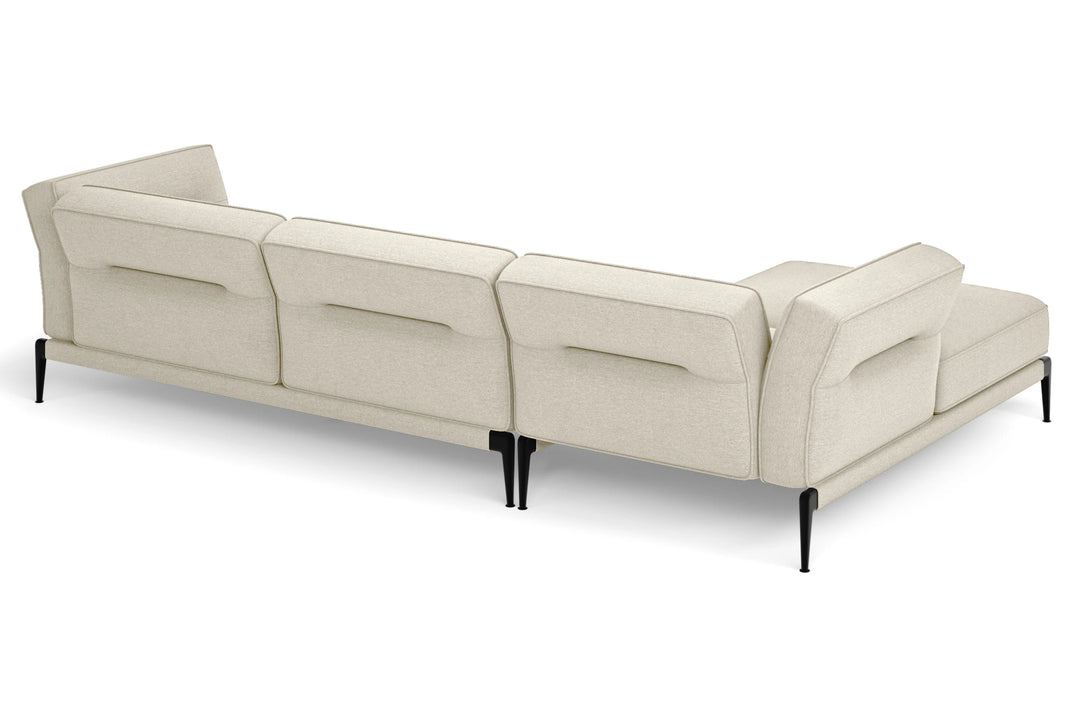 Acerra 3 Seater Left Hand Facing Chaise Lounge Corner Sofa Cream Linen Fabric