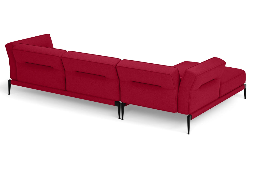 Acerra 3 Seater Left Hand Facing Chaise Lounge Corner Sofa Red Linen Fabric