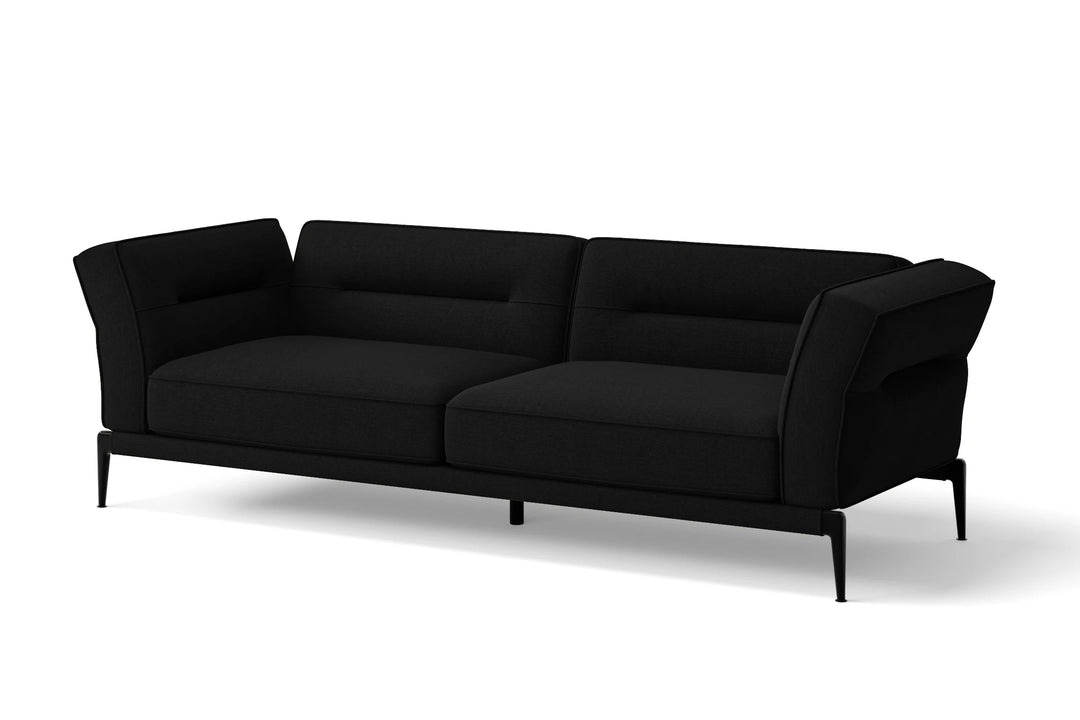 Acerra 3 Seater Sofa Black Linen Fabric