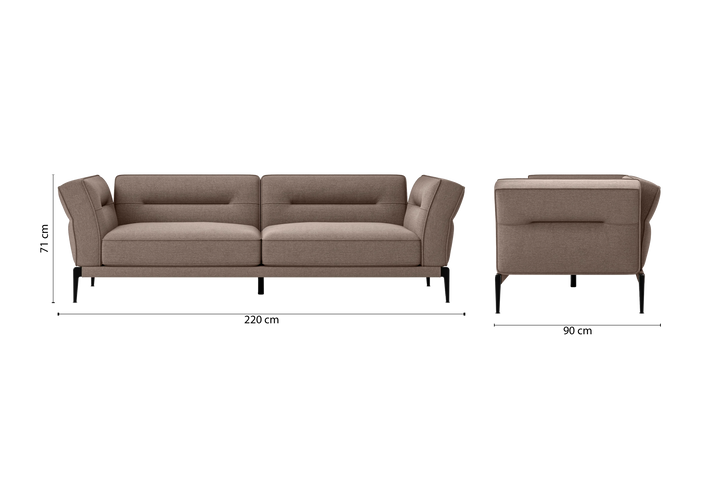 Acerra 3 Seater Sofa Caramel Linen Fabric