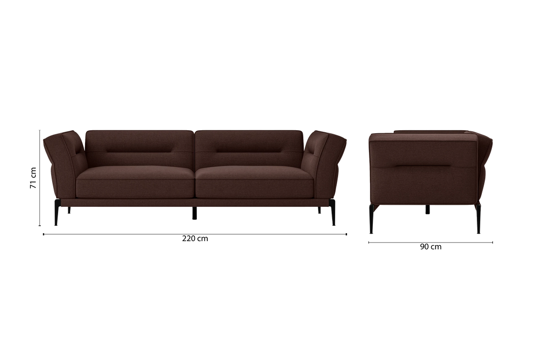 Acerra 3 Seater Sofa Coffee Brown Linen Fabric