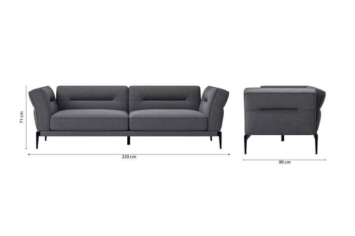 Acerra 3 Seater Sofa Dark Grey Linen Fabric