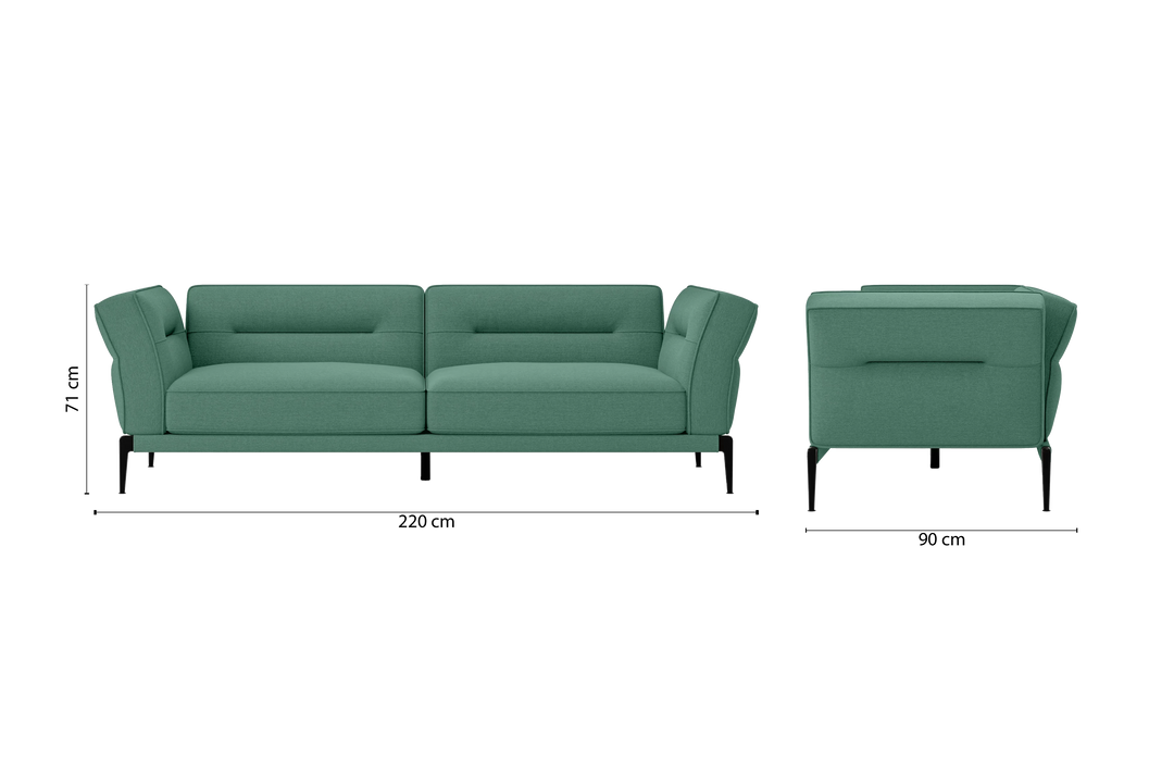 Acerra 3 Seater Sofa Mint Green Linen Fabric