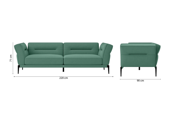 Acerra 3 Seater Sofa Mint Green Linen Fabric