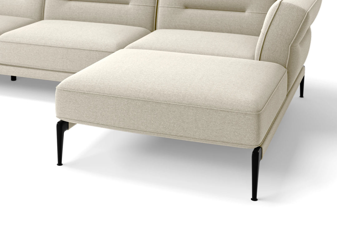 Acerra 3 Seater Right Hand Facing Chaise Lounge Corner Sofa Cream Linen Fabric