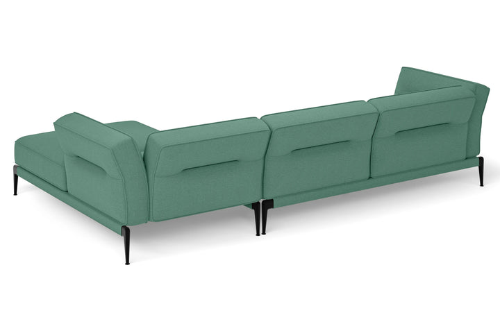Acerra 3 Seater Right Hand Facing Chaise Lounge Corner Sofa Mint Green Linen Fabric