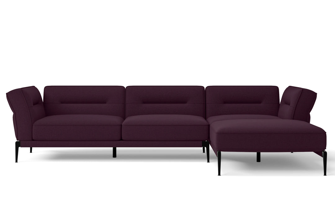 Acerra 3 Seater Right Hand Facing Chaise Lounge Corner Sofa Purple Linen Fabric