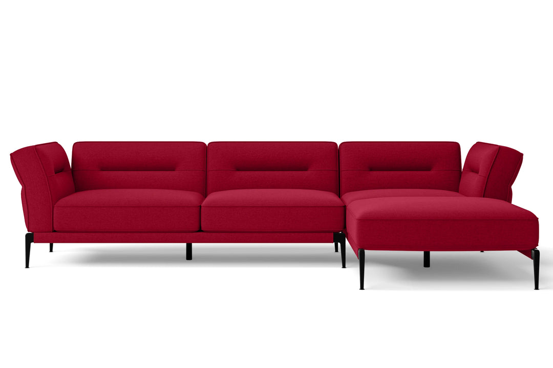 Acerra 3 Seater Right Hand Facing Chaise Lounge Corner Sofa Red Linen Fabric