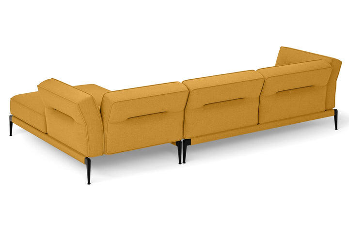 Acerra 3 Seater Right Hand Facing Chaise Lounge Corner Sofa Yellow Linen Fabric