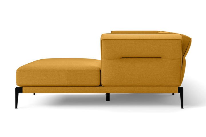 Acerra 3 Seater Right Hand Facing Chaise Lounge Corner Sofa Yellow Linen Fabric