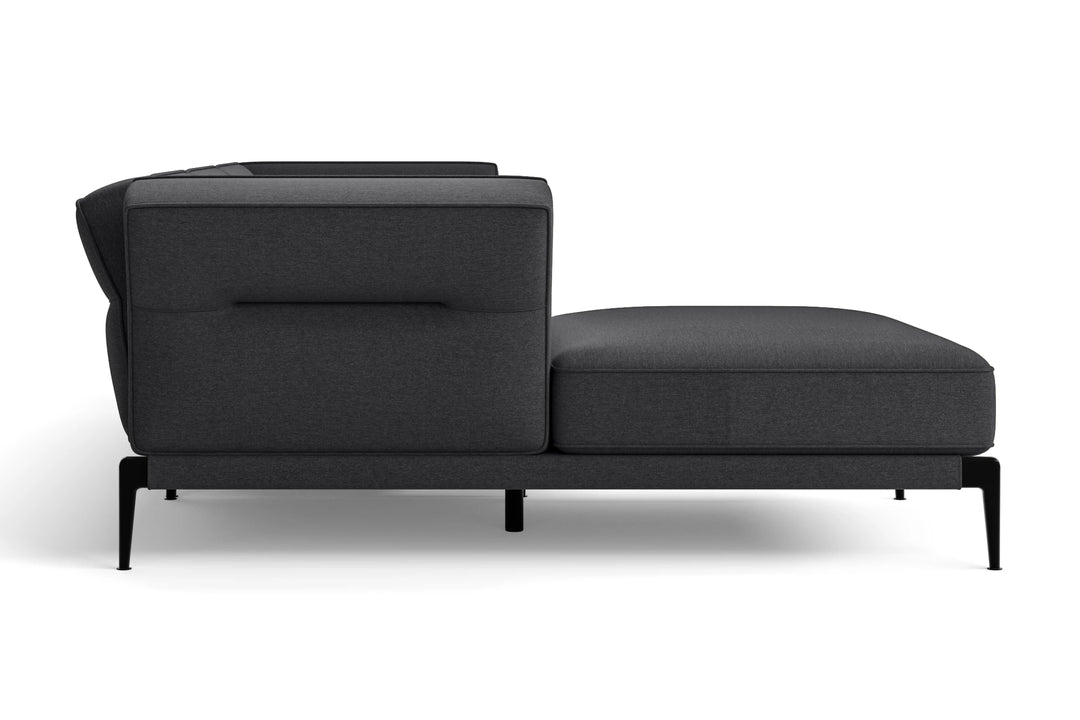 Acerra 4 Seater Left Hand Facing Chaise Lounge Corner Sofa Dark Grey Linen Fabric