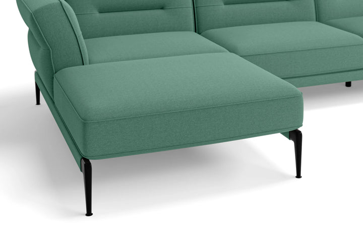 Acerra 4 Seater Left Hand Facing Chaise Lounge Corner Sofa Mint Green Linen Fabric