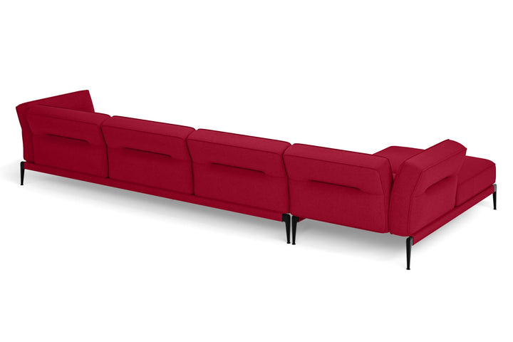 Acerra 4 Seater Left Hand Facing Chaise Lounge Corner Sofa Red Linen Fabric
