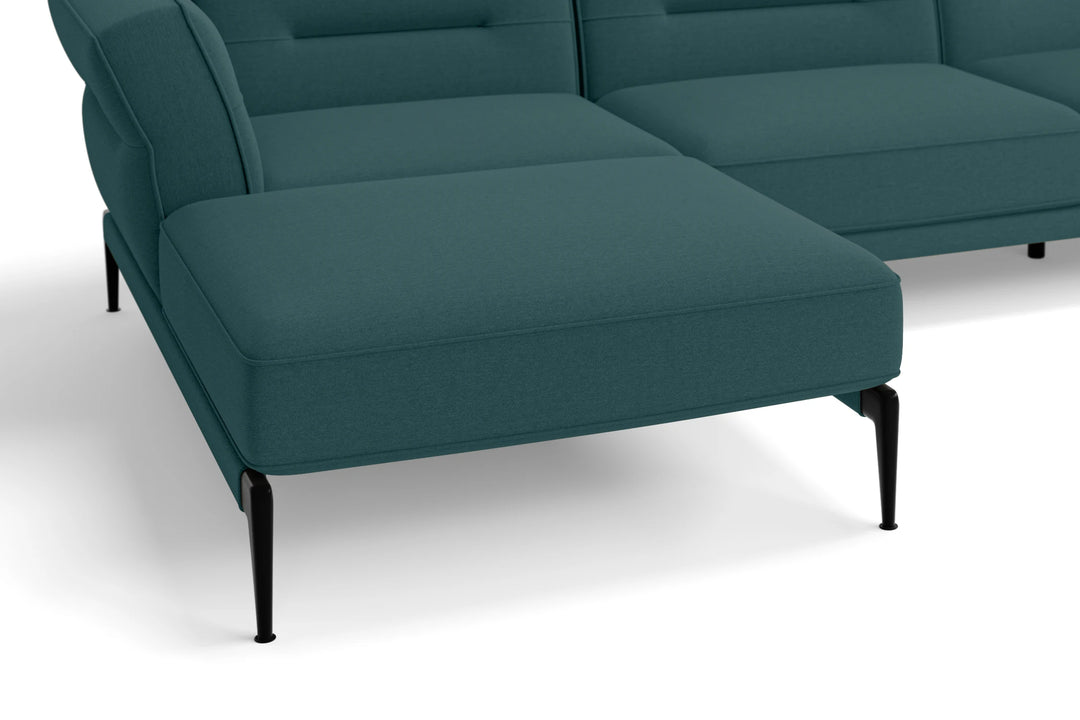 Acerra 4 Seater Left Hand Facing Chaise Lounge Corner Sofa Teal Linen Fabric