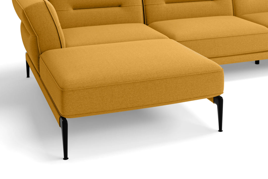 Acerra 4 Seater Left Hand Facing Chaise Lounge Corner Sofa Yellow Linen Fabric