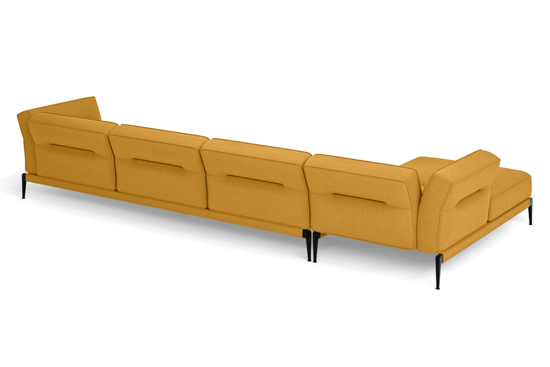 Acerra 4 Seater Left Hand Facing Chaise Lounge Corner Sofa Yellow Linen Fabric