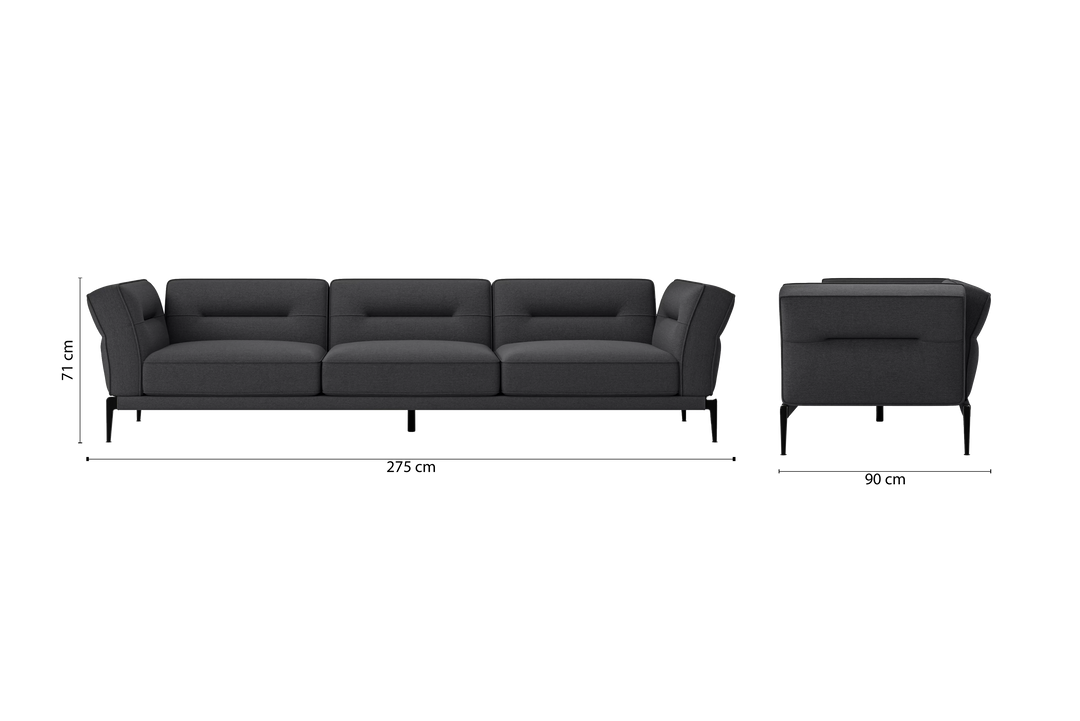 Acerra 4 Seater Sofa Dark Grey Linen Fabric