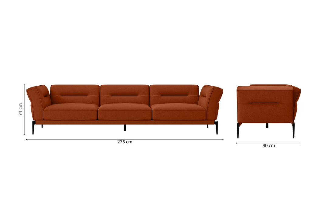 Acerra 4 Seater Sofa Orange Linen Fabric