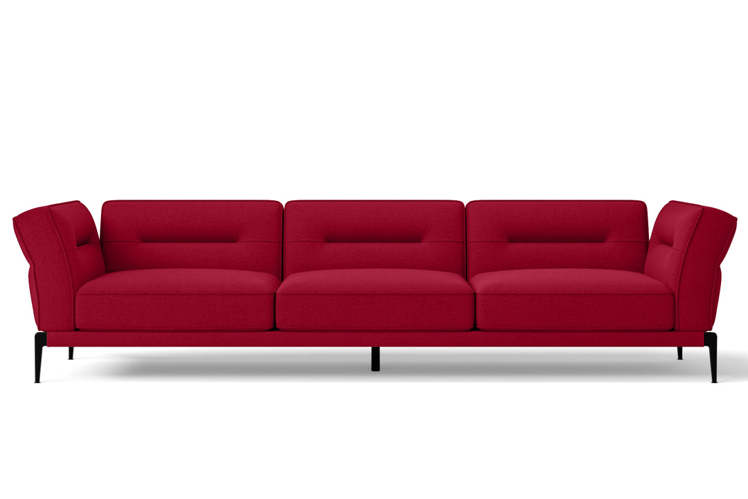 Acerra 4 Seater Sofa Red Linen Fabric