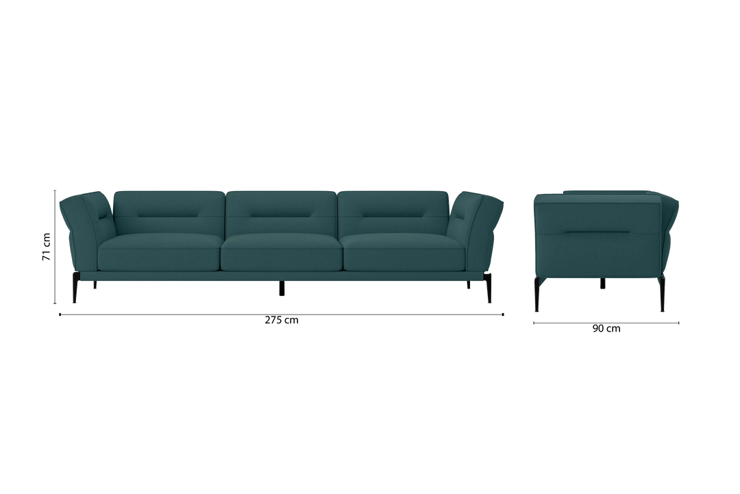 Acerra 4 Seater Sofa Teal Linen Fabric