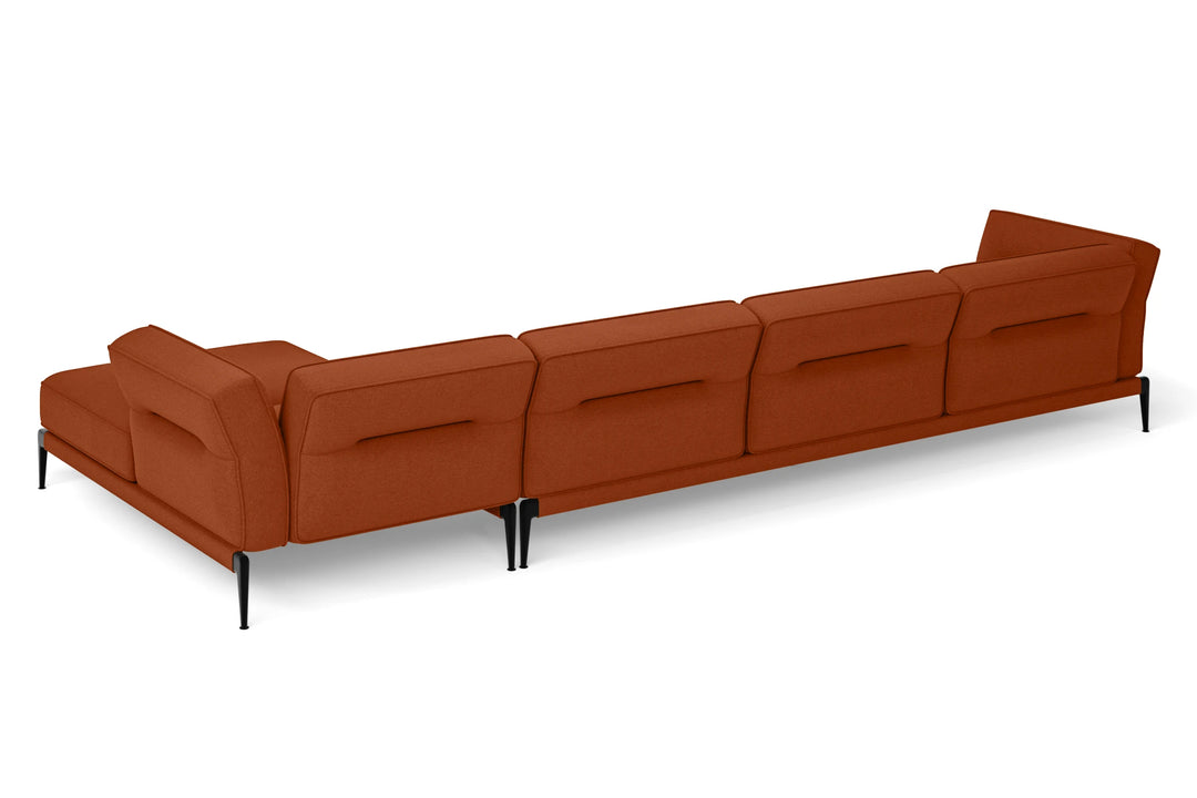 Acerra 4 Seater Right Hand Facing Chaise Lounge Corner Sofa Orange Linen Fabric