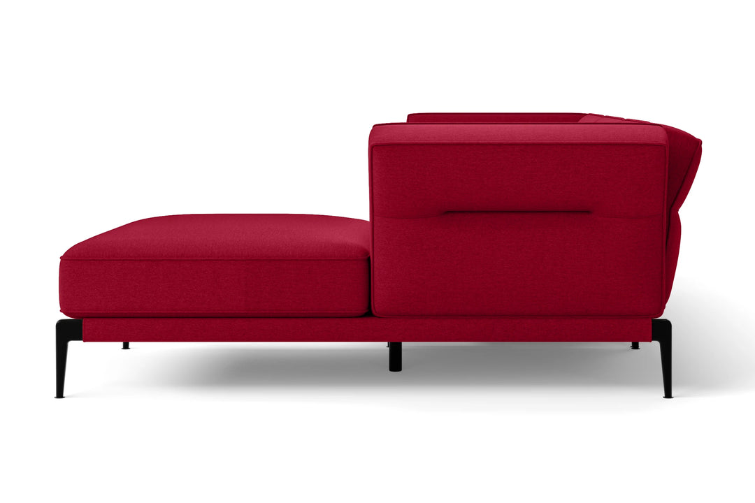 Acerra 4 Seater Right Hand Facing Chaise Lounge Corner Sofa Red Linen Fabric