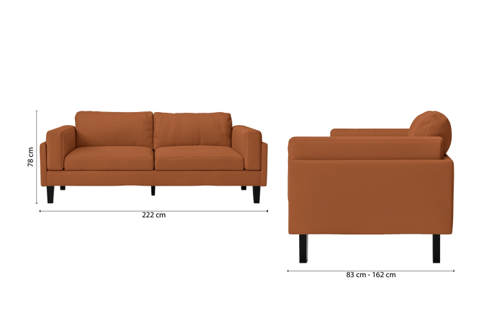 Alseno 3 Seater Sofa Tan Brown Leather