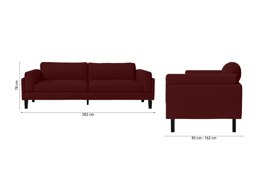 Alseno 4 Seater Sofa Red Leather