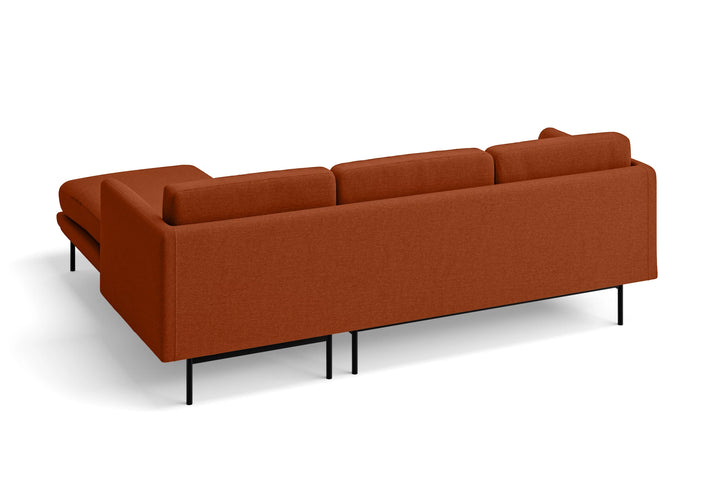 Ancona 3 Seater Right Hand Facing Chaise Lounge Corner Sofa Orange Linen Fabric