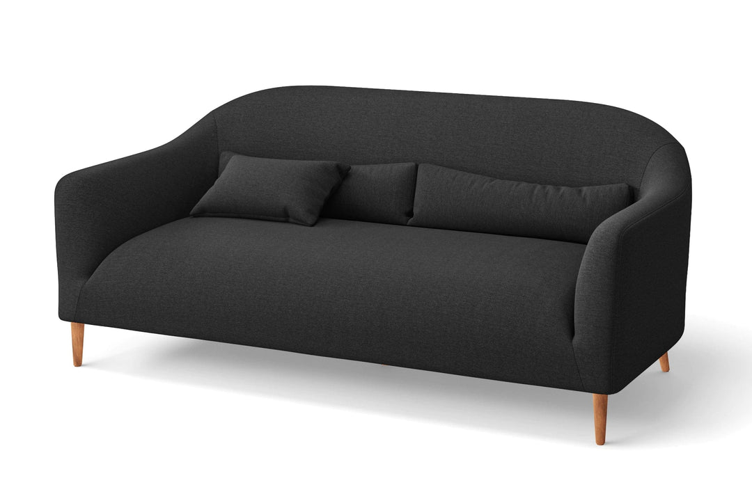 Andria 3 Seater Sofa Black Linen Fabric