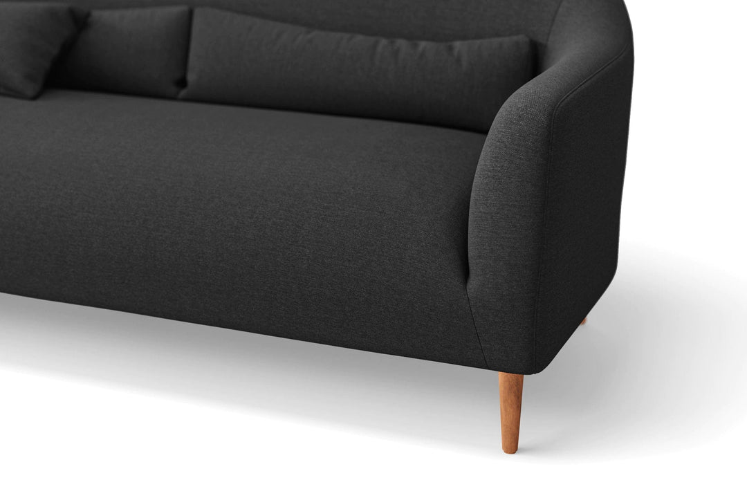 Andria 3 Seater Sofa Black Linen Fabric