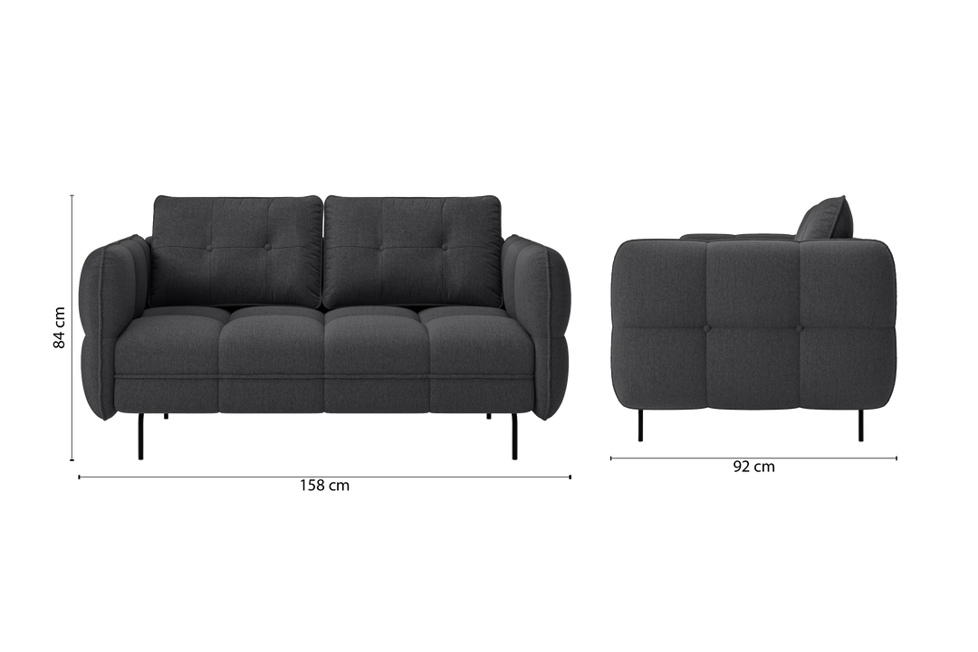 Anzio 2 Seater Sofa Dark Grey Linen Fabric