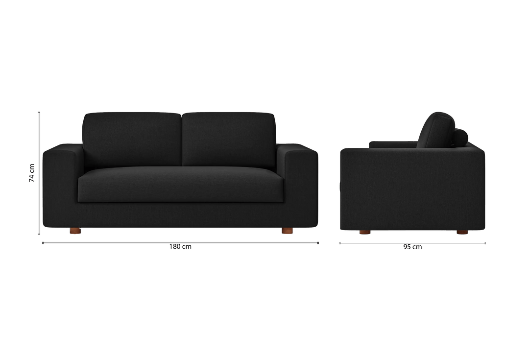Arezzo 2 Seater Sofa Black Linen Fabric