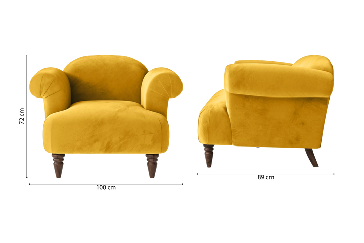 Barberton Armchair Yellow Velvet