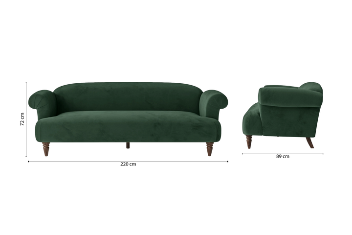Barberton 4 Seater Sofa Green Velvet
