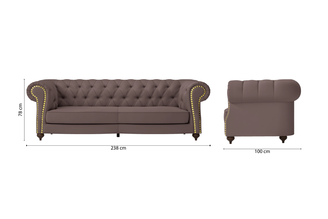 Bitonto 3 Seater Sofa Rose Taupe Leather