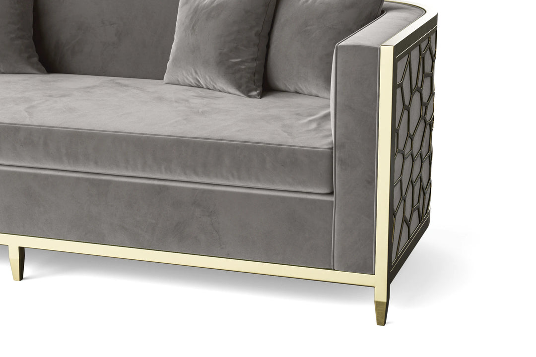 Carrara 3 Seater Sofa Grey Velvet
