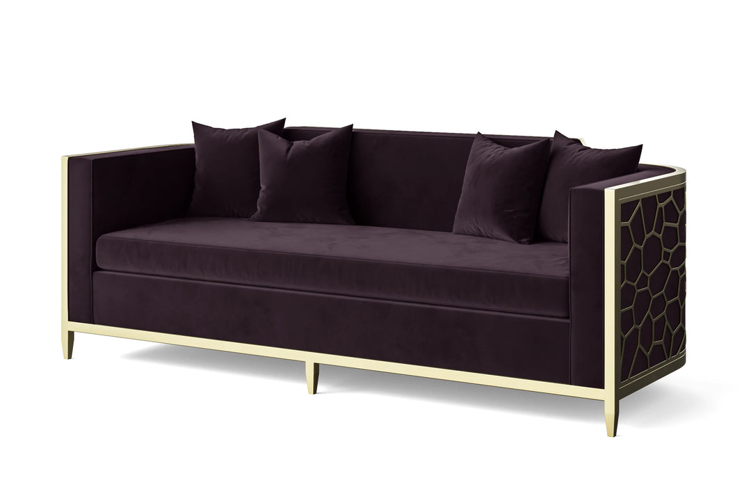 Carrara 3 Seater Sofa Purple Velvet