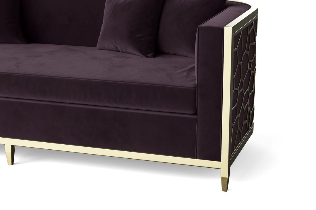 Carrara 3 Seater Sofa Purple Velvet