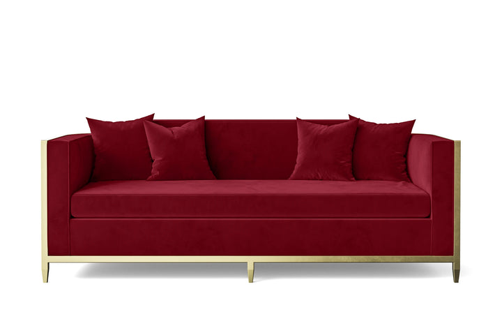 Carrara 3 Seater Sofa Red Velvet