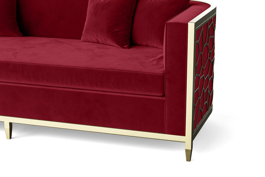 Carrara 3 Seater Sofa Red Velvet