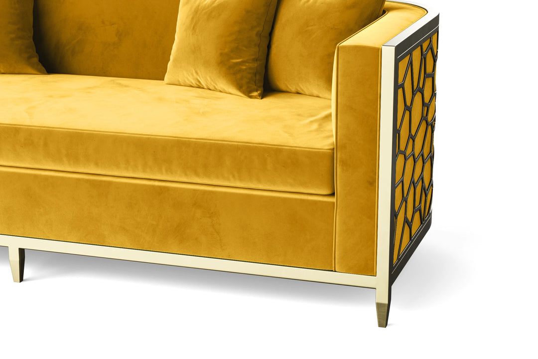 Carrara 3 Seater Sofa Yellow Velvet