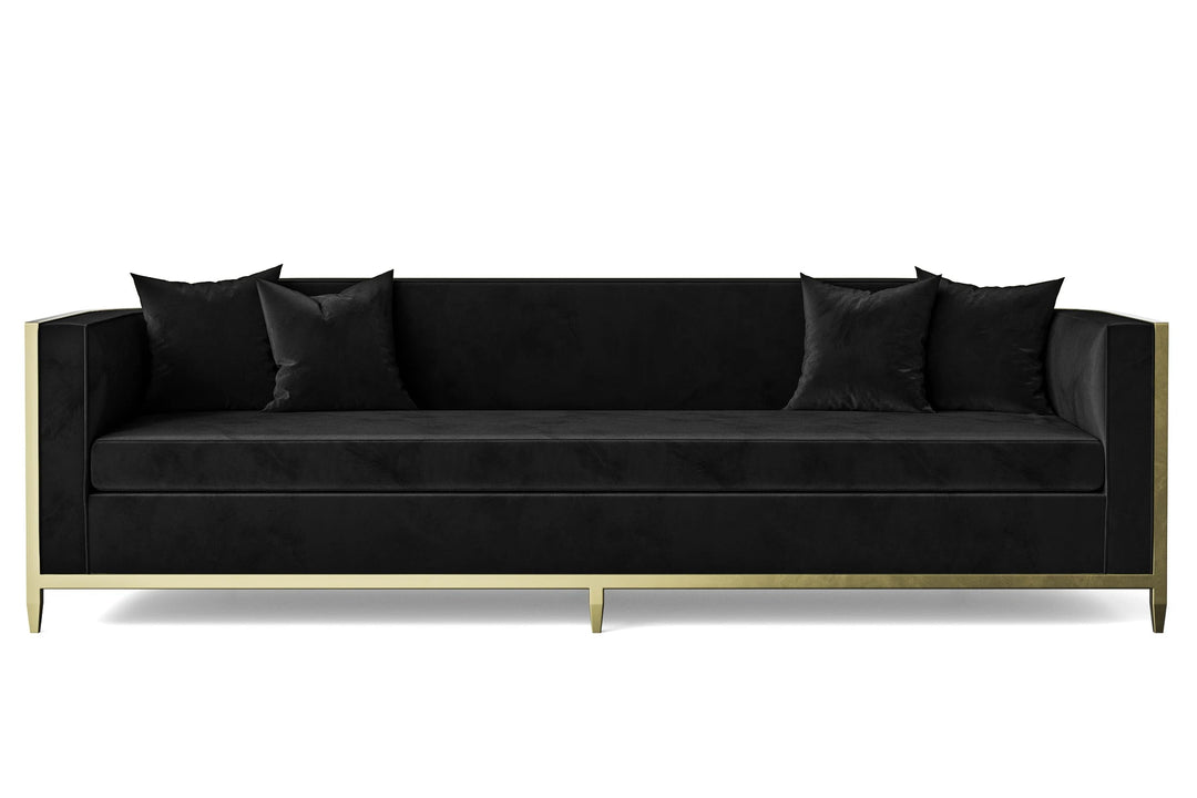 Carrara 4 Seater Sofa Black Velvet
